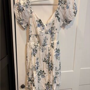 Hollister White and Blue Floral Mini Dress